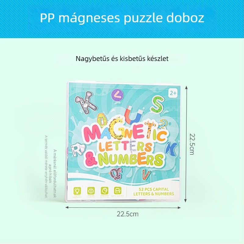 Gyerekeknek szóló mágneses puzzle – oktatási játék az ábécé és állatok témáival, papíralapú, sík puzzle, 4–6 éveseknek