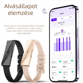 DS01 okos karkötő: szívritmus- és véroxigén monitorozás, alvásfigyelés, 15–21 napos akkumulátor-élettartam, vízálló, szilikon szíj