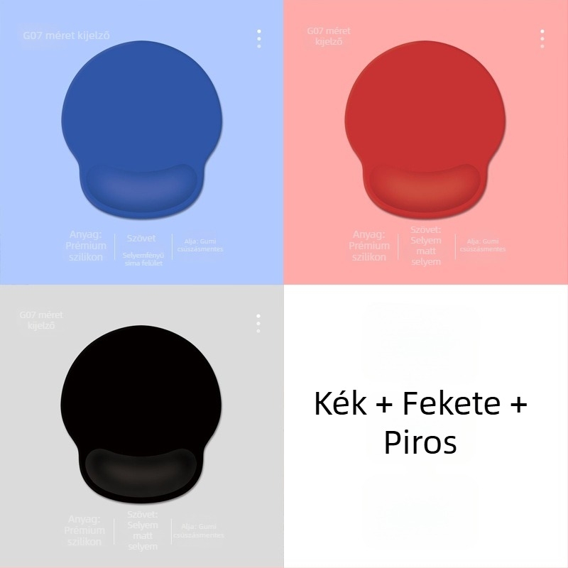 Egérpad csukló támaszzal – szilikon csúszásmentes, kényelmes csuklótámasz