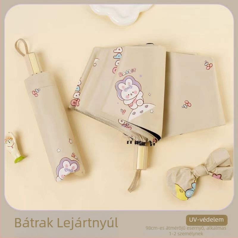 Gyerekeknek készült esernyő 8 bordás kerettel, acél csővel, műanyag fogantyúval, 190T anyagú textil, UPF50+ UV-védelem, kézi nyitás, automatikus zárás
