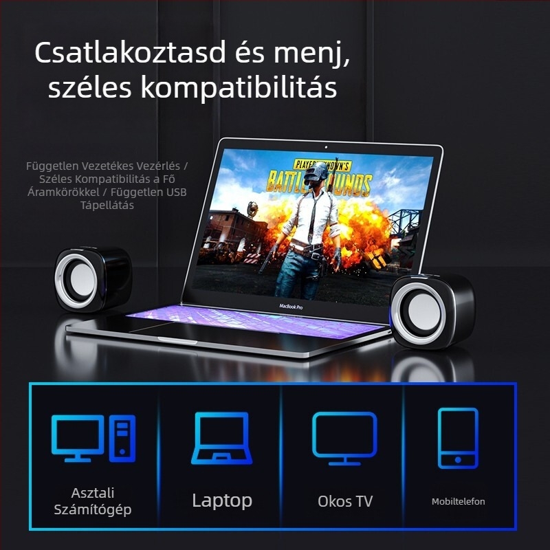 Laptop USB mini hangszóró BT55 kettős meghajtókkal, 130Hz-18kHz, SNR ≥80dB