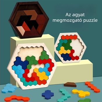 Fából készült méhsejt formájú puzzle gyerekeknek, változtatható, DIY-barát, mintavételes testreszabás, 4–6 éveseknek
