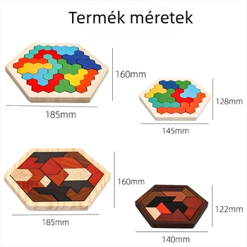 Fából készült méhsejt formájú puzzle gyerekeknek, változtatható, DIY-barát, mintavételes testreszabás, 4–6 éveseknek