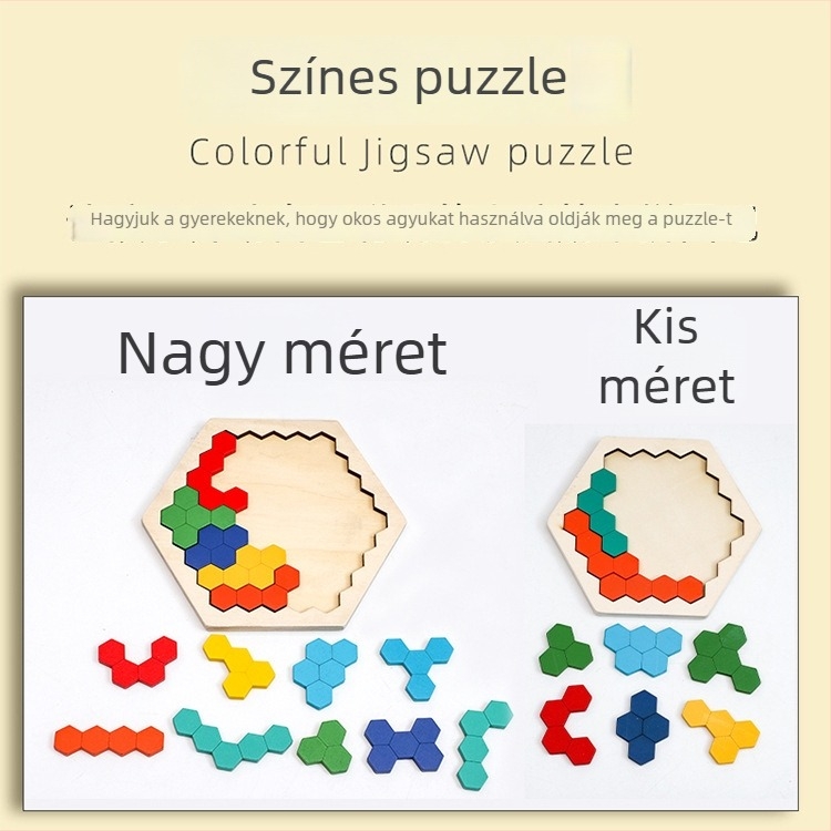 Fából készült méhsejt formájú puzzle gyerekeknek, változtatható, DIY-barát, mintavételes testreszabás, 4–6 éveseknek