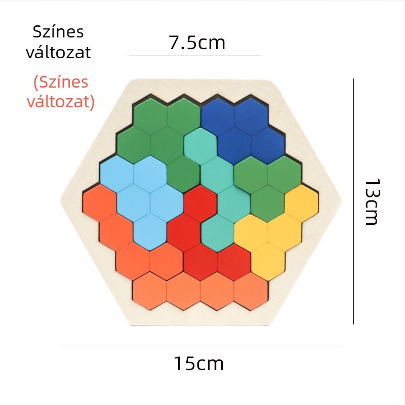 Fából készült méhsejt formájú puzzle gyerekeknek, változtatható, DIY-barát, mintavételes testreszabás, 4–6 éveseknek