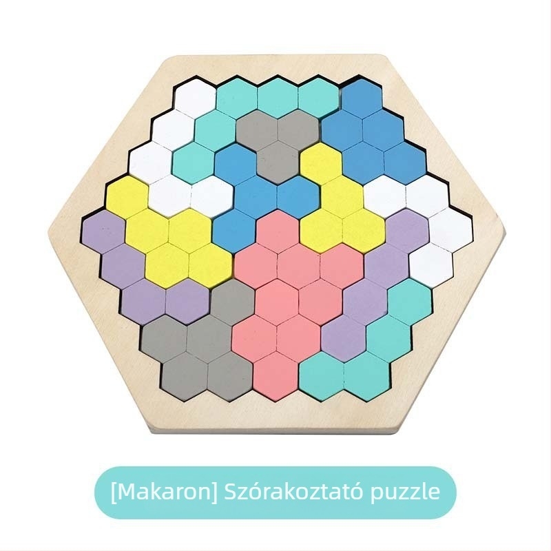 Fából készült méhsejt formájú puzzle gyerekeknek, változtatható, DIY-barát, mintavételes testreszabás, 4–6 éveseknek