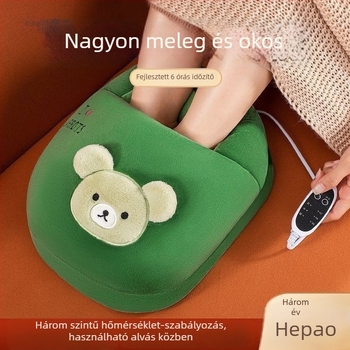 Kyoung/Caiyang fűtött talpú papucsok férfiaknak, USB-s, elektromos fűtés, felső része valódi bőr, egyszerű, modern házicipő
