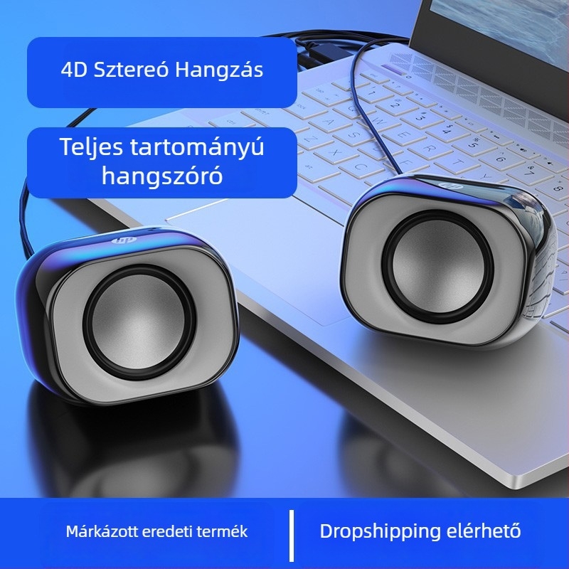 HP DHS-2111 USB-tápellátású számítógépes hangfal, 2 hangszórók, 3,5 mm bemenet, 150 Hz–20 kHz frekvencia-tartomány, sztereó