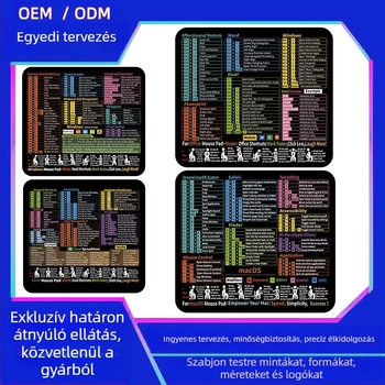 Játékhoz és e-sportokhoz készült egérpad, kis méretű, vastagított, aranyos rajzfilmszerű dizájnnal, csúszásmentes, gyorsbillentyűkkel