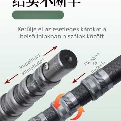 Üvegszálas teleszkópos rúd, szigetelt, multifunkcionális; gyűjtésre, fűnyírásra és horgászatra; 2–10 részre osztva; súly 250–1700 g; állítható