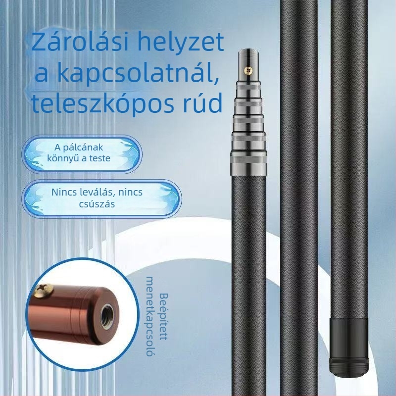 Üvegszálas teleszkópos rúd, szigetelt, multifunkcionális; gyűjtésre, fűnyírásra és horgászatra; 2–10 részre osztva; súly 250–1700 g; állítható