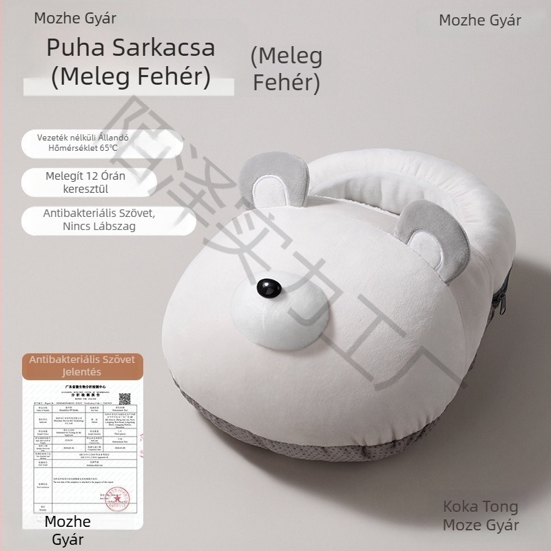 USB-s feltölthető fűtőpapucs — felsőrész: valódi bőr, talp: gumi, fűtőtalp