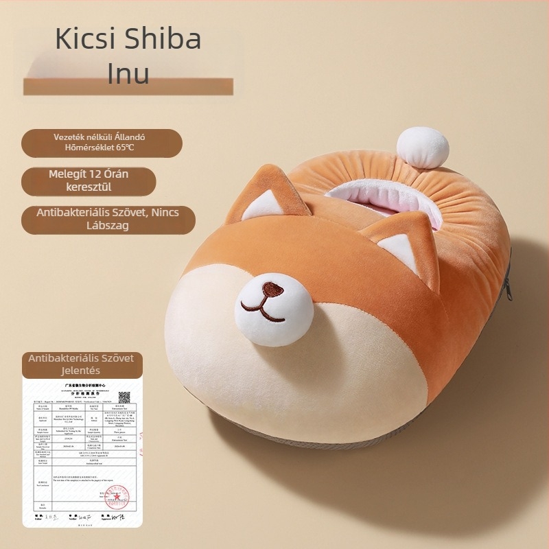 USB-s feltölthető fűtőpapucs — felsőrész: valódi bőr, talp: gumi, fűtőtalp