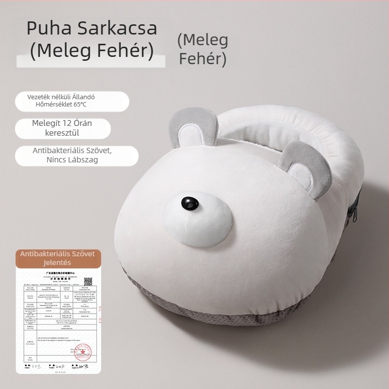 USB-s feltölthető fűtőpapucs — felsőrész: valódi bőr, talp: gumi, fűtőtalp