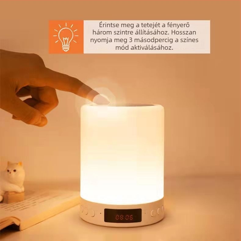 Éjjeliszekrényhez Bluetooth hangszóró LED kijelzővel és ébresztőórával, 5W kimenet, Bluetooth 5.0, beépített akkumulátor 800–1000 mAh
