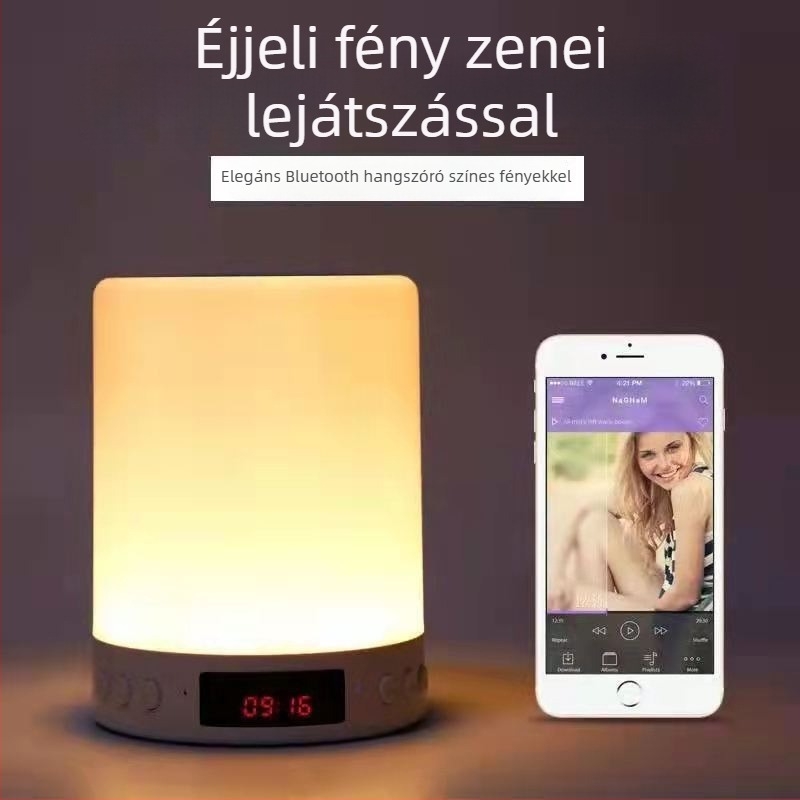 Éjjeliszekrényhez Bluetooth hangszóró LED kijelzővel és ébresztőórával, 5W kimenet, Bluetooth 5.0, beépített akkumulátor 800–1000 mAh