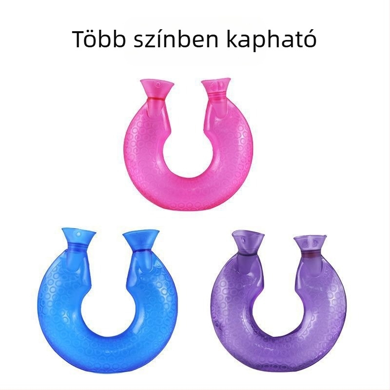 Vízfeltöltésű forróvíz-palack, U alakú, vastagt és ütésálló, váll- és nyakmelegítő, több szintű hőmérséklet-szabályozással
