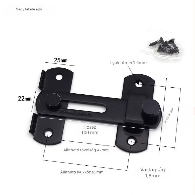 Rozsdamentes acél ajtózár, típus B, faajtókhoz, kefés felület, Mingshi hardware, modern minimalist stílus