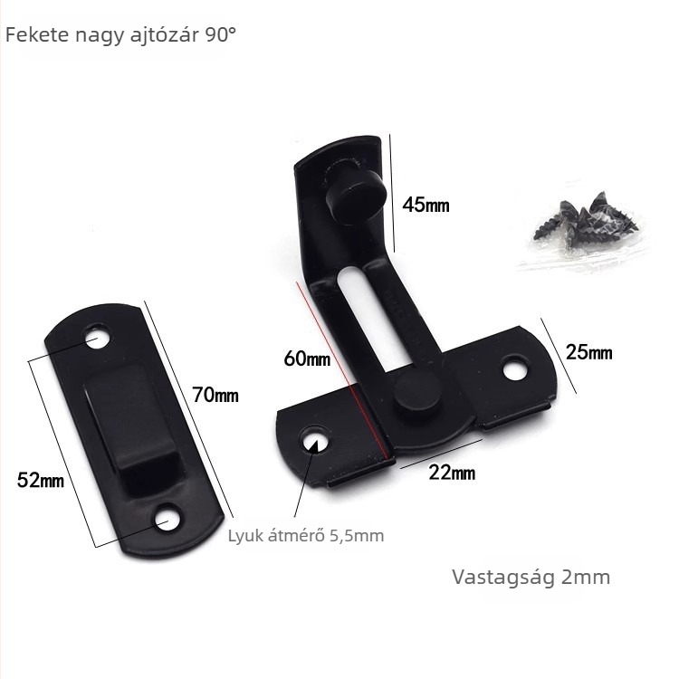Rozsdamentes acél ajtózár, típus B, faajtókhoz, kefés felület, Mingshi hardware, modern minimalist stílus