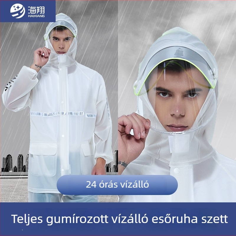 Haixiang osztott esőkabát felnőtteknek, PVC anyag, átlátszó, fényvisszaverő csíkok, egyedi logó