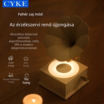 CYKE kreatív Bluetooth-hangszóró retro gramofon dizájnnal, dekoratív díszfigura hangulatfénnyel