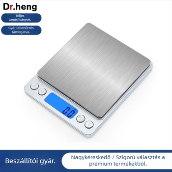 Elektronikus mérleg 0,01 g pontossággal, kettős használat: konyha és ékszer, mini, DH-I200, mérési tartomány 3 kg/0,1 g és 500 g/0,01 g, működéshez 2×AAA
