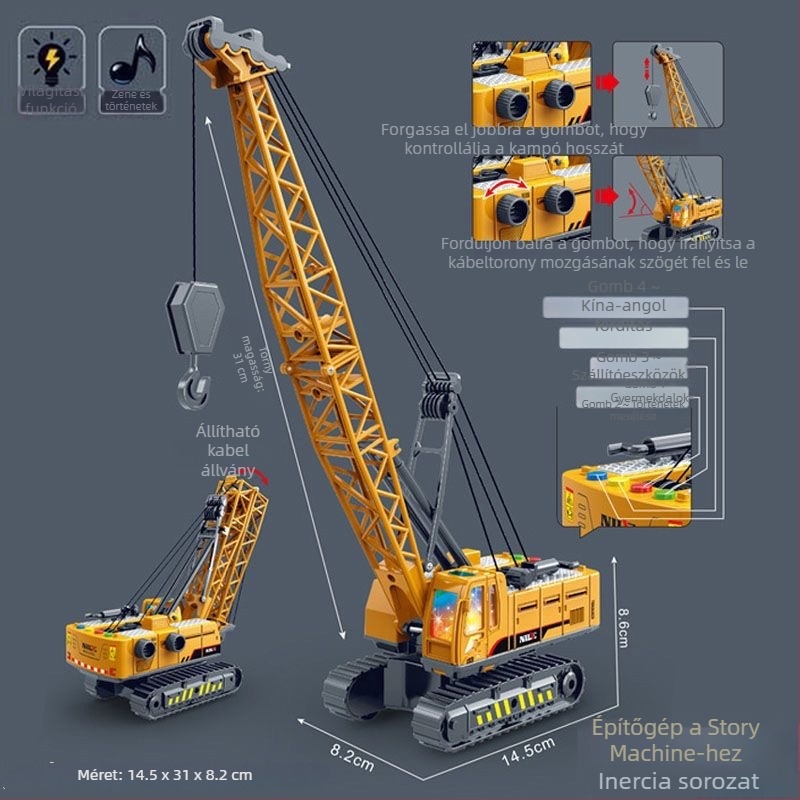 Story Machine oktatási mérnöki jármű játék világítással és zenével, elemről működő, műanyagból készült
