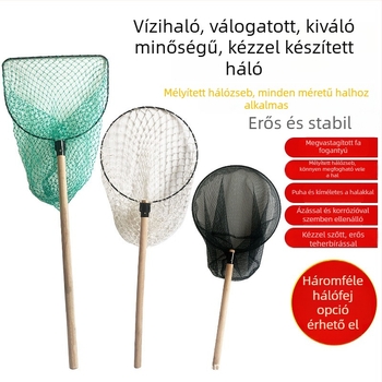 Kézzel szövött halászháló tömörfa fogantyúval és sűrű szemű hálóval akvakultúrához