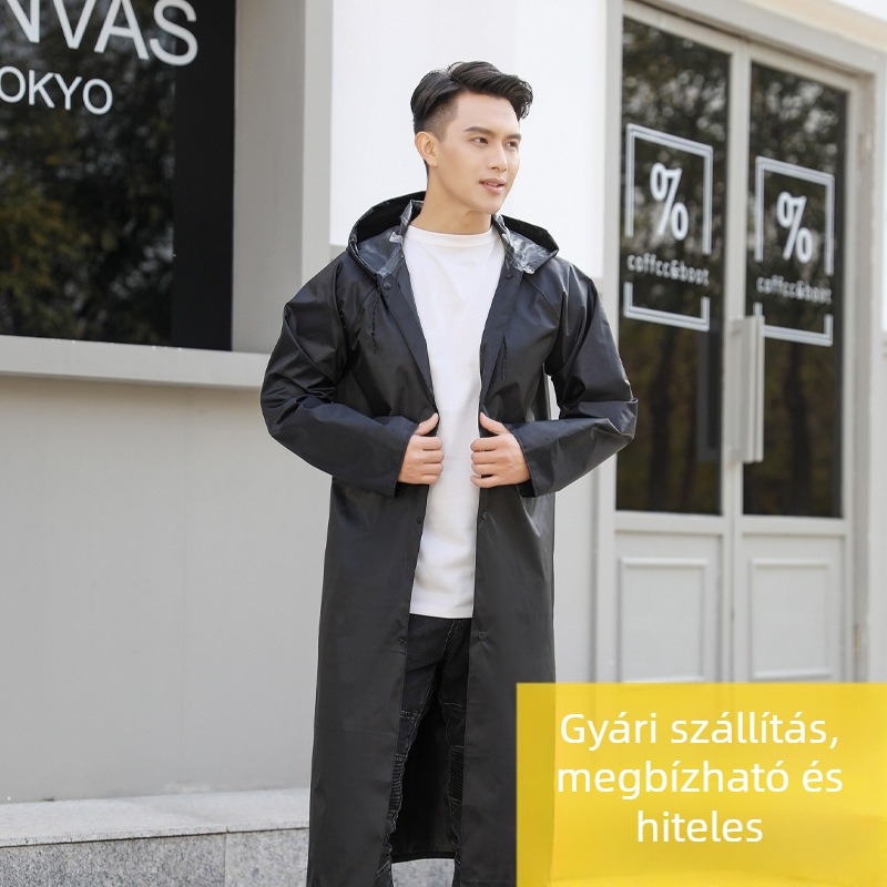 Hosszú fényvisszaverő kültéri esőponcsó motorkerékpárosok számára, vast Oxford anyag, PVC réteg, 1 személyre