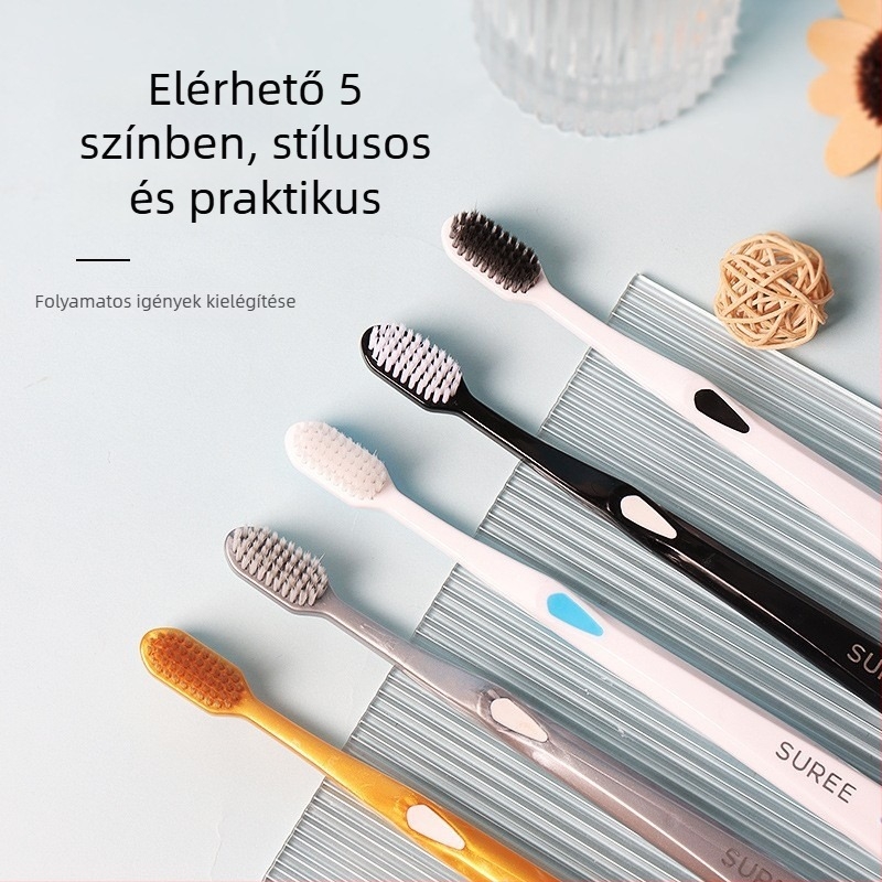 Kézi fogkefe széles fejjel és puha sörtékkel, 5 darabos készlet, modell 063