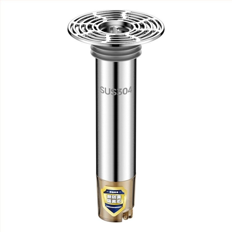 Rozsdamentes acél padlólefolyó meghosszabbító cső kiterjesztett belső maggal, szagtalanító szűrő, rovarok elleni védelem