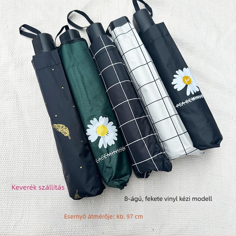 Kockás esernyő 7 küllővel, acél bordázattal, összecsukható, 190T anyagú textil, UPF>50, kézi nyitás/zárás, logónyomás lehetséges