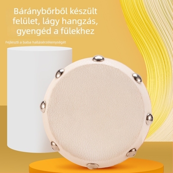 Baba csörgő, játékanyag juhbőr, dobfej 7 cm