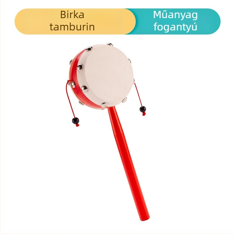 Baba csörgő, játékanyag juhbőr, dobfej 7 cm