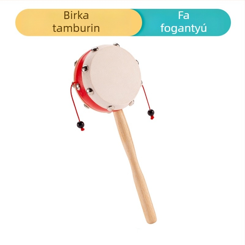 Baba csörgő, játékanyag juhbőr, dobfej 7 cm