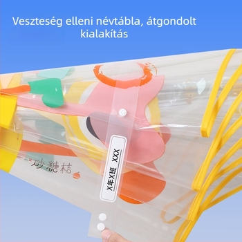 Gyerekeknek készült átlátszó esernyő rajzfilm-stílusban, 6 ívből álló rostos vázzal, műanyag fogantyúval, automatikus záródással, logó testreszabással