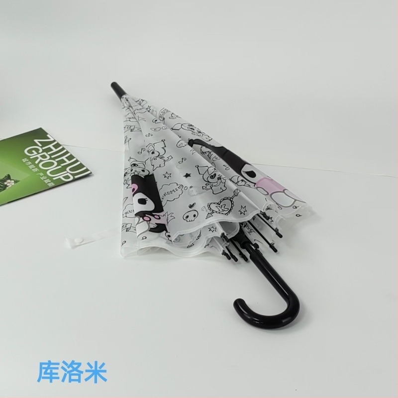 Gyermekeknek szóló hosszú nyelű automata esernyő, 8 bordával, acél tengellyel, műanyag 190T vászonnal