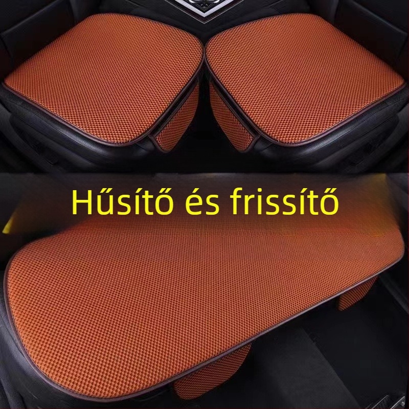 Autóülés párna, jéghideg selyem felület, csúszásmentes, szellőző, hab töltés, három darabos készlet, univerzális minden évszakra
