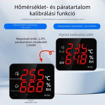 Ipari szintű termosz-higrométer, falra szerelhető, műhelyekhez és laboratóriumokhoz, üvegházakhoz, nagy pontosság