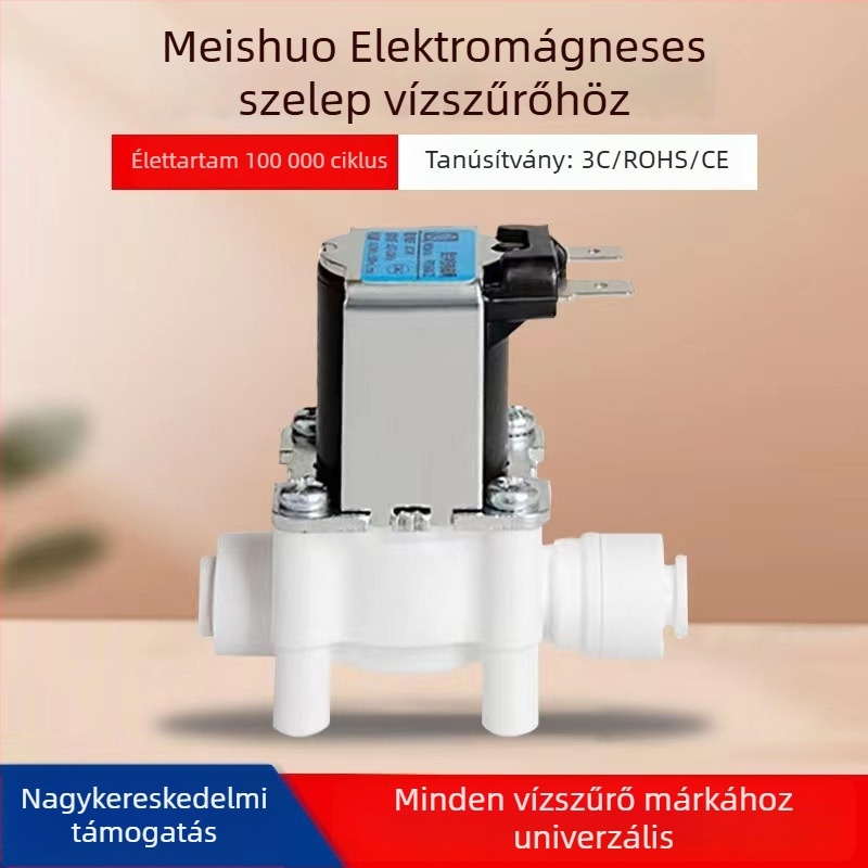 Meishuo elektromágneses szelep víztisztítóhoz – tiszta réztekercs, 2‑utas/3‑utas, csatorna zárásának vezérlése