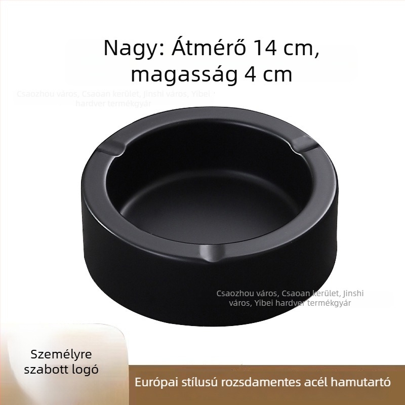 Európai stílusú, egyenes hamutartó, két rétegű rozsdamentes acél, esésálló, asztali használatra