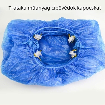 Egyszer használatos PE cipővédők T-alakú zárással, háztartási és irodai használatra, porálló.