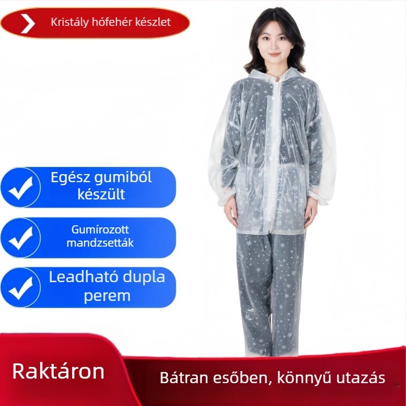 PVC esőkabát–nadrágszett, PVC anyagból, varrások PVC ragasztóval, vastag anyag, 700 g, egy személyre