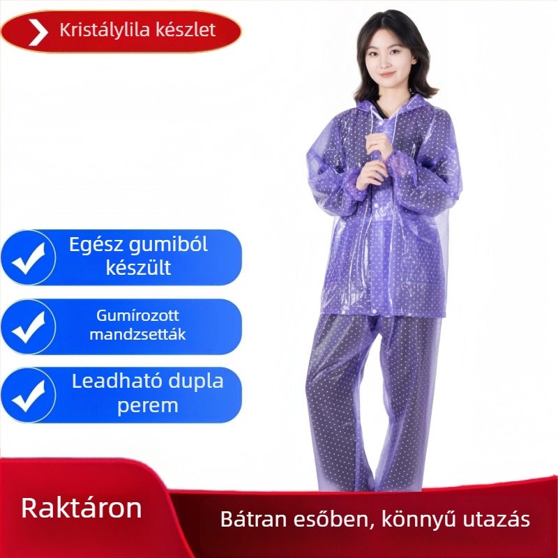 PVC esőkabát–nadrágszett, PVC anyagból, varrások PVC ragasztóval, vastag anyag, 700 g, egy személyre