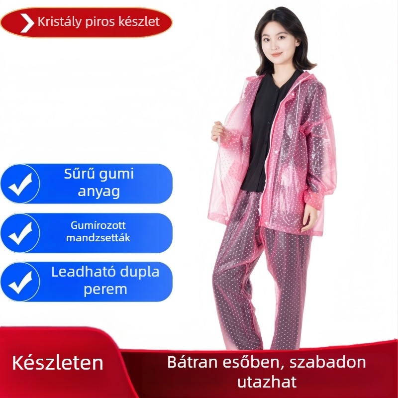PVC esőkabát–nadrágszett, PVC anyagból, varrások PVC ragasztóval, vastag anyag, 700 g, egy személyre