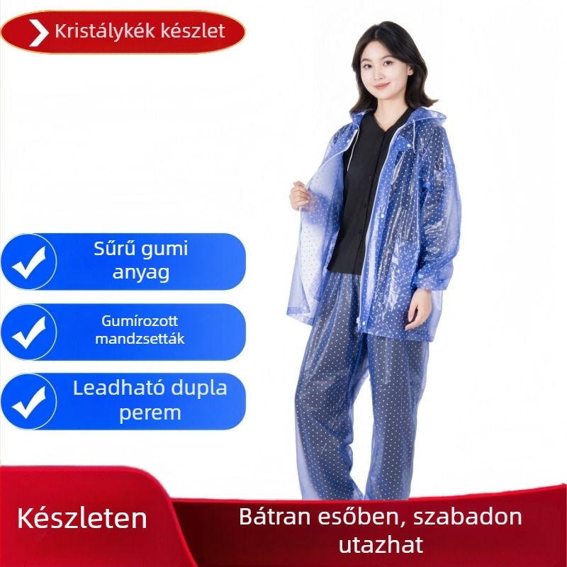 PVC esőkabát–nadrágszett, PVC anyagból, varrások PVC ragasztóval, vastag anyag, 700 g, egy személyre