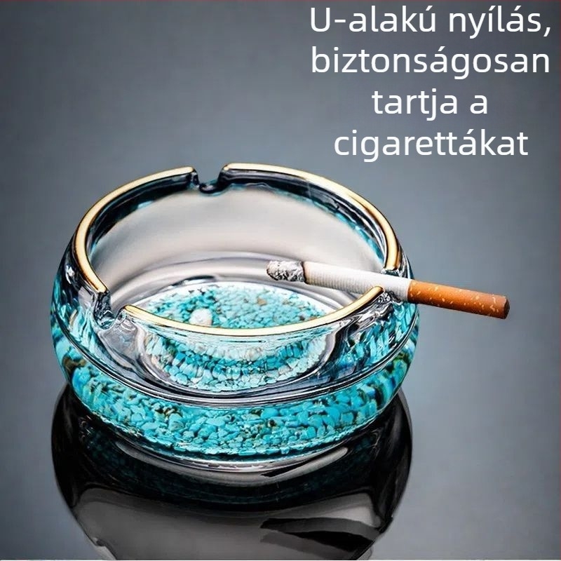 Kristályüveg hamutál, luxus dizájn, testre szabható, Tongchuang márka, logónyomás elérhető