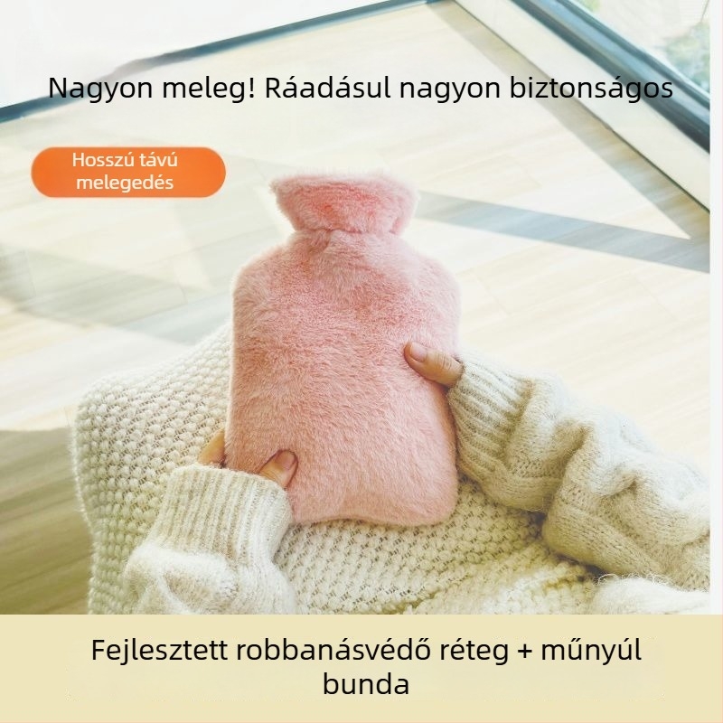 Vízfeltöltős forróvizes zacskó – PVC, rajzfilm-stílus, több szintű hőmérséklet-vezérlés; alkalmas derékra, hasra, lábakra, kezekre és a hátára