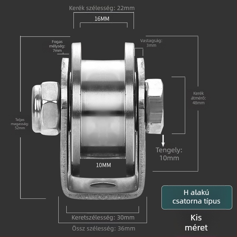304 rozsdamentes acél görgőcsapágy, fix V-típusú HU csúszó ajtó görgő, emelő sínre