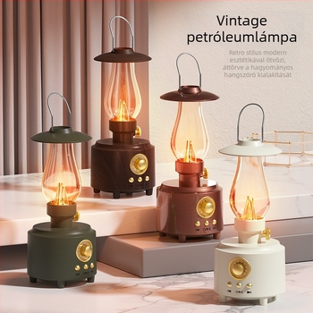 Kempinglámpa Bluetooth hangszóróval, IPX6 vízálló, 5W, Bluetooth 5.3, beépített akkumulátor, 10 m hatótáv